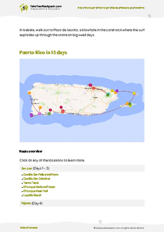 example page 4 from our offline Travel Guide for Puerto Rico